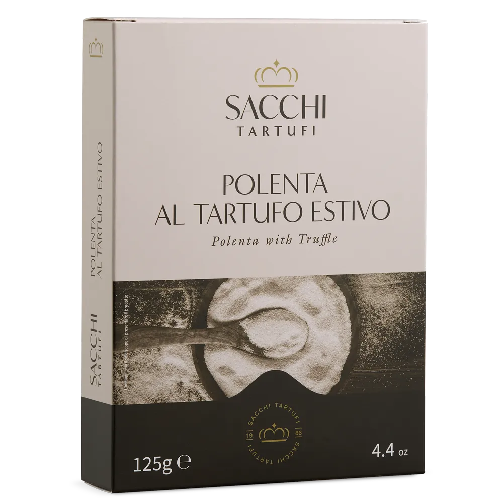 Immagine di una confezione di Polenta al Tartufo Estivo di Sacchi Tartufi