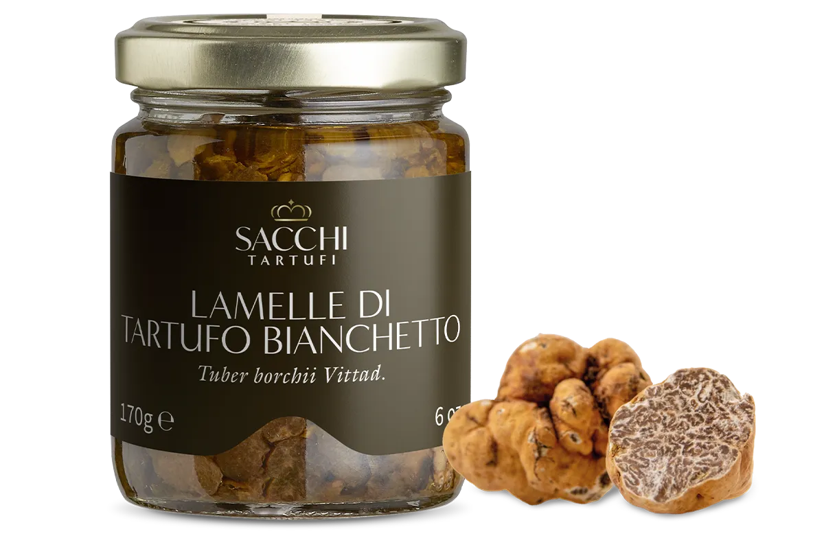 Confezione di Lamelle di Tartufo Bianchetto. Sacchi Tartufi. 